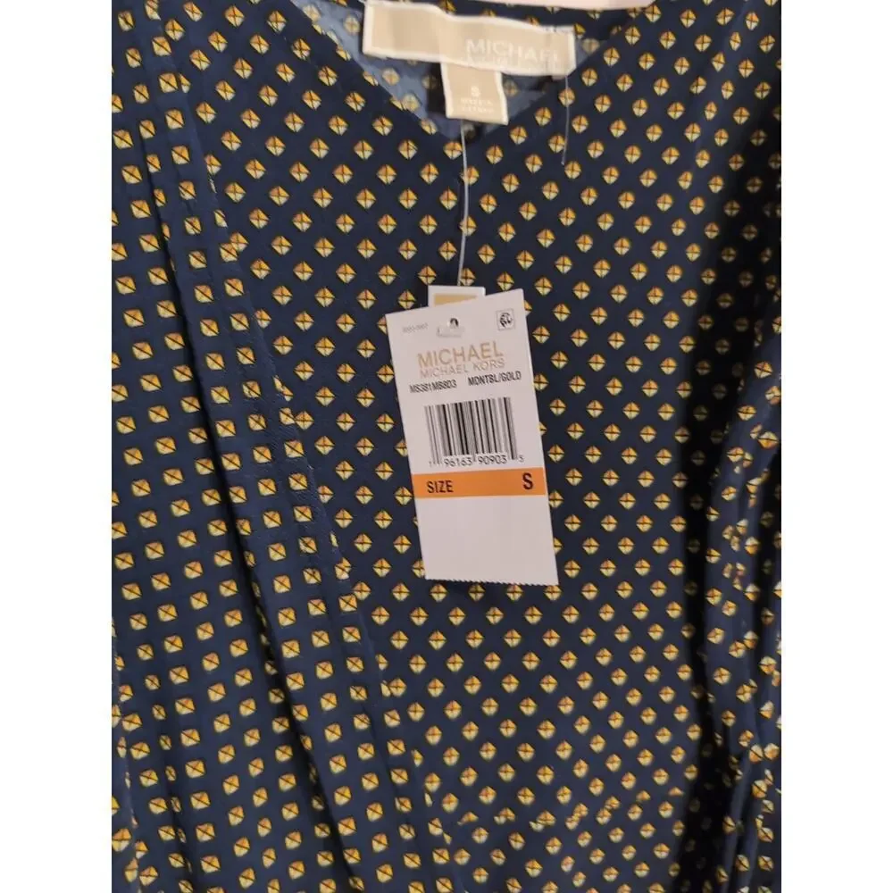 Michael Kors Women's Geometric Navy Jumpsuit Size Small Vacation (629-31)